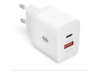 HyperJuice - Strömadapter - 20 Watt - PD - 2 utdatakontakter (USB, 24 pin USB-C) - vit - Europa HJ205EU