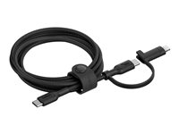 Belkin BoostCharge Pro 2-in-1 - USB-kabel - 24 pin USB-C (hane) till 24 pin USB-C, Lightning (hane) - USB 2.0 - 1.5 m - Snabbladdning upp till 60 W, up to 480 Mbps - svart CAC003HQ1.5MBK