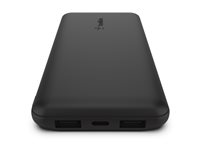 Belkin BoostCharge - Strömförsörjningsbank - 10000 mAh - 15 Watt - 3 utdatakontakter (24 pin USB-C, 2 x USB) - svart BPB011BTBK
