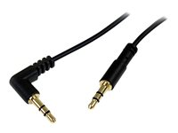StarTech.com 30 cm Slim 3,5 mm till högervinklad stereoaudiokabel ? M/M - Ljudkabel - mini-phone stereo 3.5 mm hane till mini-phone stereo 3.5 mm hane - 30 cm - svart - högervinklad kontakt - för P/N: SV231DVGAU2A, SV431DVGAU2A MU1MMSRA