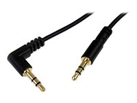 StarTech.com 3 ft. (0.9 m) 3.5mm Audio Cable - 3.5mm Slim Audio Cable - Right Angle - Male/Male - Aux Cable (MU3MMSRA) - Ljudkabel - mini-phone stereo 3.5 mm hane till mini-phone stereo 3.5 mm hane - 91 cm - svart - högervinklad kontakt - för P/N: SV231DVGAU2A, SV431DVGAU2A MU3MMSRA