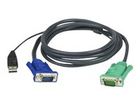 ATEN 2L-5202U - Tangentbords-/video-/muskabel - USB, HD-15 (VGA) (hane) till 15 stifts SPHD (hane) - 1.8 m - tumskruvar (paket om 4) - för ATEN CS1304 G2 0x1x4, CS1308 G2 0x1x8, CS1316 G2 0x1x16 Q5T69A