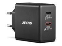 Lenovo Dual - Strömadapter - GaN - AC 100/240 V - 65 Watt - utgångskontakter: 2 - svart 40AW065BEU