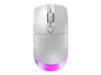 CHERRY Xtrfy M50 - Mus - ergonomisk - optisk - 5 knappar - trådlös, kabelansluten - 2.4 GHz, Bluetooth 5.2 - trådlös USB-mottagare - vit JW-5000-0