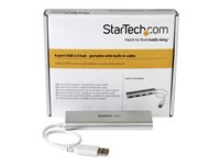StarTech.com Bärbar USB 3.0-hubb med 4 portar och inbyggd kabel - Hubb - 4 x SuperSpeed USB 3.0 ST43004UA