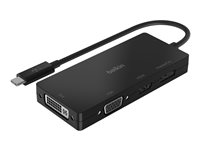 Belkin - Videoadapter - USB-C hane till HD-15 (VGA), DVI-I, HDMI, DisplayPort hona - svart - stöd för 4K AVC003BTBK
