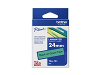 Brother TZe-751 - Svart på grön - Rulle ( 2,4 cm x 8 m) 1 kassett(er) bandlaminat - för Brother PT-D600; P-Touch PT-3600, D800, E550, P750, P900, P950; P-Touch Cube Plus PT-P710 TZE751