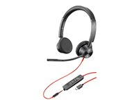 Poly Blackwire 3325 - Blackwire 3300 series - headset - på örat - kabelansluten - 3,5 mm kontakt, USB-C - svart 76J22AA