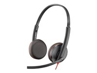 Poly Blackwire C3225 - Blackwire 3200 Series - headset - på örat - kabelansluten - USB-C, 3,5 mm kontakt - svart - Skype-certifierat, Cisco Jabber-certifierad, Avaya-certifierad 80S04A6