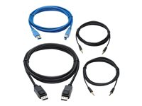 Eaton Tripp Lite Series DisplayPort KVM Cable Kit for Tripp Lite B005-DPUA2-K and B005-DPUA4 KVM, 4K DP, USB 3.1, 3.5 mm, 10 ft. - Video/USB-/ljudkabelsats - USB 3.1 Gen 1 / DisplayPort 1.2 - 3.05 m - stöd för 4K - svart, blå P785-DPKIT10