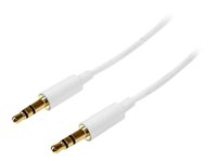 StarTech.com 1m White Slim 3.5mm Stereo Audio Cable - 3.5mm Audio Aux Stereo - Male to Male Headphone Cable - 2x 3.5mm Mini Jack (M) White (MU1MMMSWH) - Ljudkabel - mini-phone stereo 3.5 mm hane till mini-phone stereo 3.5 mm hane - 1 m - vit MU1MMMSWH