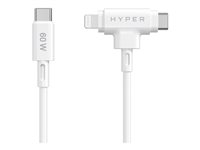 HyperJuice - Lightning-kabel - 24 pin USB-C hane till 24 pin USB-C, Lightning hane - 1.5 m - vit HJ4010WHGL