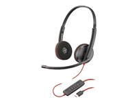 Poly Blackwire C3220 - Blackwire 3200 Series - headset - på örat - kabelansluten - USB-C - svart - Certifierad för Skype for Buisness, Cisco Jabber-certifierad, Avaya-certifierad 80S08A6