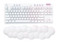Logitech G G715 - Tangentbord - utan numerisk knappsats - bakgrundsbelyst - trådlös - Bluetooth, 2.4 GHz - QWERTY - nordiskt (danska/finska/norska/svenska) - tangentbrytare: Tactile - vit 920-010462
