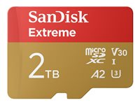 SanDisk Extreme - Flash-minneskort (adapter, microSDHC till SD inkluderad) - 2 TB - A2 / Video Class V30 / UHS-I U3 - mikroSDXC UHS-I SDSQXAV-2T00-GN6MA