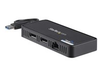 StarTech.com USB 3.0 mini dockningsstation - Dubbla skärmar USB-A dockningsstation med DisplayPort 4K 60 Hz Video och Gigabit Ethernet - 30 cm kabel - Bärbar USB 3.1 Gen 1 Type-A adapter för bärbar dator - Dockningsstation - USB - 2 x DP - 1GbE USBA2DPGB