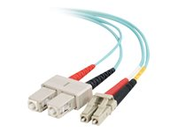 C2G LC-SC 10Gb 50/125 OM3 Duplex Multimode PVC Fiber Optic Cable (LSZH) - Nätverkskabel - SC-läge (multi-mode) (hane) till LC multiläge (hane) - 5 m - 5 m - fiberoptisk - duplex - 50/125 mikron - OM3 - halogenfri - havsblå 85534