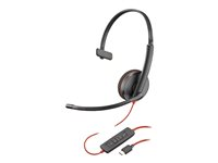 Poly Blackwire 3210 - 3200 Series - headset - på örat - kabelansluten - USB-C - svart - Skype-certifierat, Cisco Jabber-certifierad, Avaya-certifierad 80S09AA