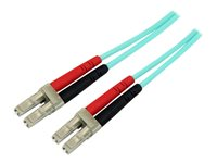 StarTech.com Aqua OM4 Duplex fiberoptisk kabel i multiläge - 100 Gb - 50/125 - LSZH - LC/LC - 3 m - Nätverkskabel - LC multiläge (hane) till LC multiläge (hane) - 3 m - 3 m - fiberoptisk - duplex - 50/125 mikron - OM4 - havsblå 450FBLCLC3