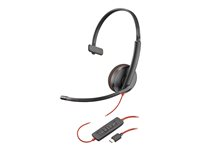 Poly Blackwire 3210 - Blackwire 3200 Series - headset - på örat - kabelansluten - USB-C - svart - Skype-certifierat, Cisco Jabber-certifierad, Avaya-certifierad 80S09A6