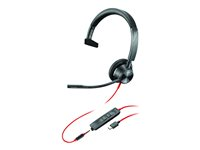 Poly Blackwire 3315-M - Blackwire 3300 series - headset - på örat - kabelansluten - 3,5 mm kontakt, USB-C - svart - Certifierad för Microsoft-teams 76J15AA