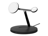 Belkin BoostCharge Pro 3-in-1 - Trådlöst laddställ - magnetisk med Qi2 + växelströmsadapter - 15 Watt - Fast Charge - svart WIZ023VFBK