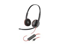 HP Poly Blackwire C3220 - Blackwire 3200 Series - headset - på örat - kabelansluten - USB-C - svart - Skype-certifierat, Avaya-certifierad, Cisco Jabber-certifierad 80S07A6