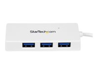 StarTech.com Bärbar SuperSpeed mini USB 3.0-hubb med 4 portar - Vit - Hubb - 4 x SuperSpeed USB 3.0 - skrivbordsmodell - för P/N: FCREADMICRO3, MSDREADU2OTG, MSDREADU3CA ST4300MINU3W