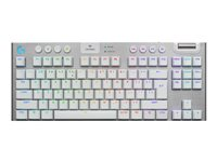 Logitech G G915 X - Tangentbord - gaming, LIGHTSPEED - TKL - bakgrundsbelyst - trådlös - USB-C, Bluetooth, 2.4 GHz - vit 920-012735