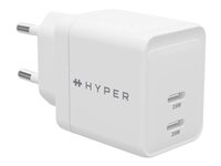 HyperJuice - Strömadapter - GaN - 35 Watt - QC 3.0, Power Delivery 3.0 + PPS - 2 utdatakontakter (24 pin USB-C) - vit - Europa HJG35EU