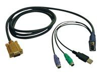 Eaton Tripp Lite Series 6ft USB / PS2 Cable Kit for KVM Switches B020-U08 / U16 & B022-U16 6' - Tangentbords-/video-/muskabel - USB, PS/2, HD-15 (VGA) (hane) - 1.8 m - formpressad - svart P778-006