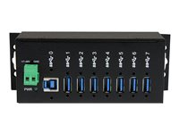 StarTech.com USB 3.0-hubb med 7 portar - Industriell USB-A-hubb i metall med ESD-skydd och 350 W överspänningsskydd - Monterbar på DIN-skena, vägg eller skrivbord - TAA-kompatibel USB-expansionshubb - Hubb - 7 x SuperSpeed USB 3.0 - DIN-skenmonterbar, väggmonterbar - likström - för P/N: ITB20D3250, USB312SAT3CB, USB315CB2M, USBLT1MWS, USBLT2MBR, USBLTM1MBK, USBLTM1MWH ST7300USBME